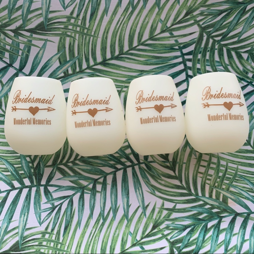 Set of 4 Silicone Bridesmaid Wine Glasses